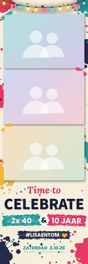 Voorbeeld van een fotostrip met verfspatten en 'Time to Celebrate'