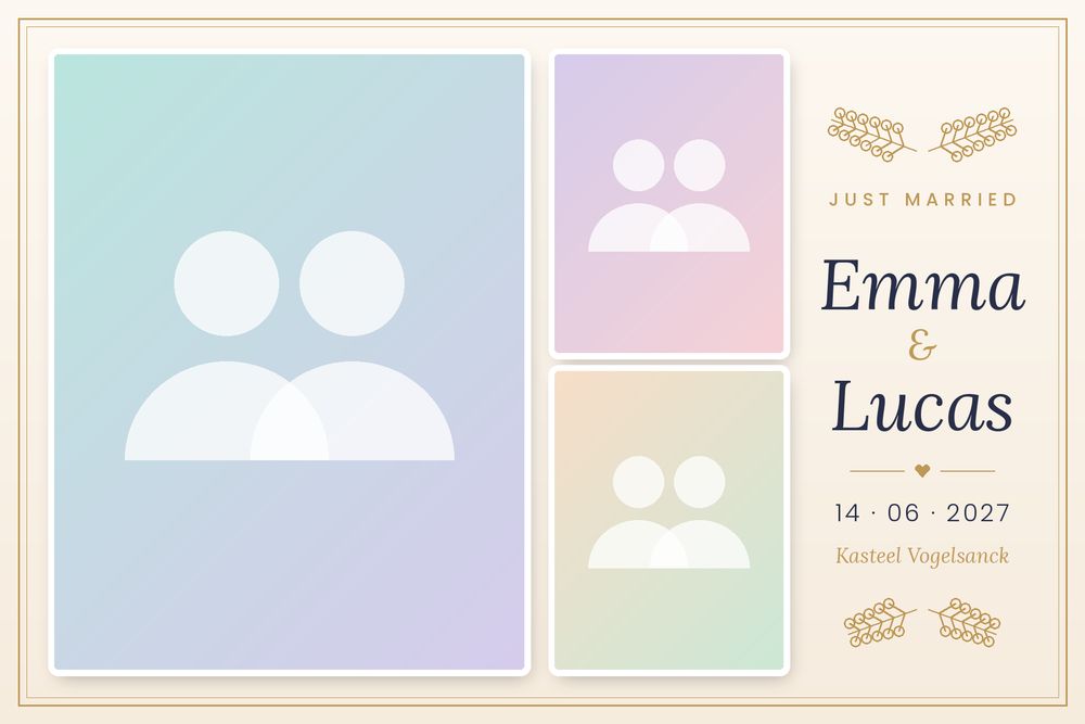 Liggende fotoprint 10×15 Elegant Goud voor een huwelijk