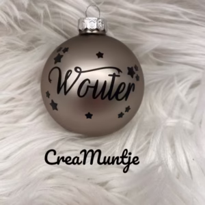 Kerstbal Grijs (gepersonaliseerd)