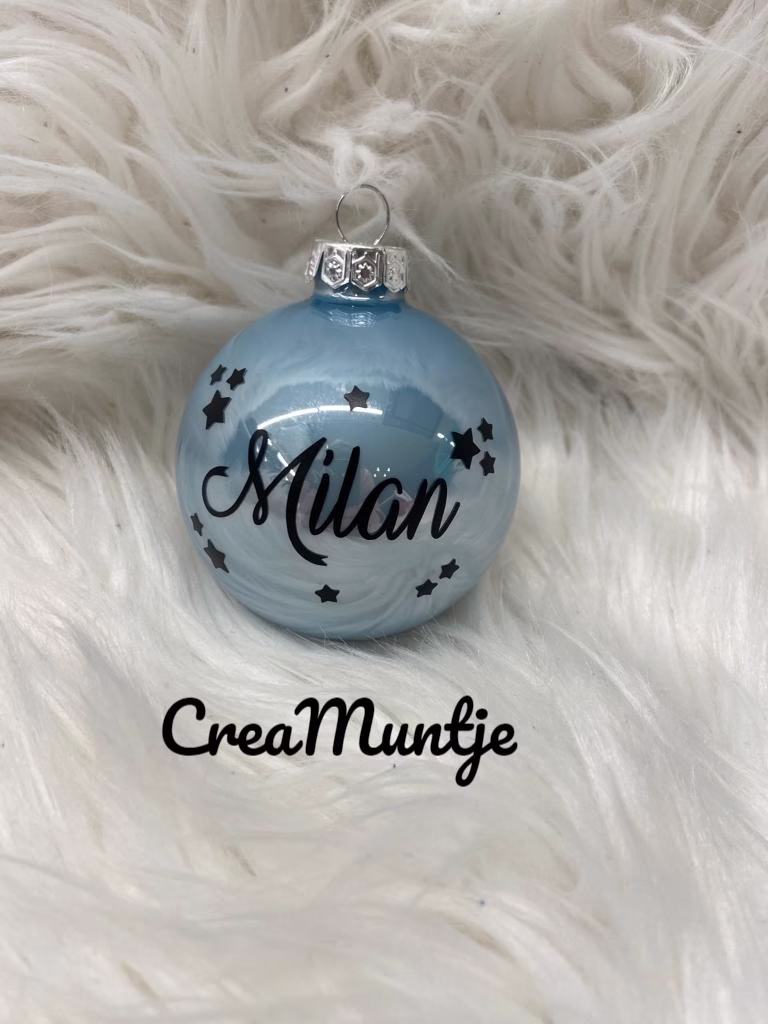 Kerstbal Lichtblauw (gepersonaliseerd) - Afbeelding 2