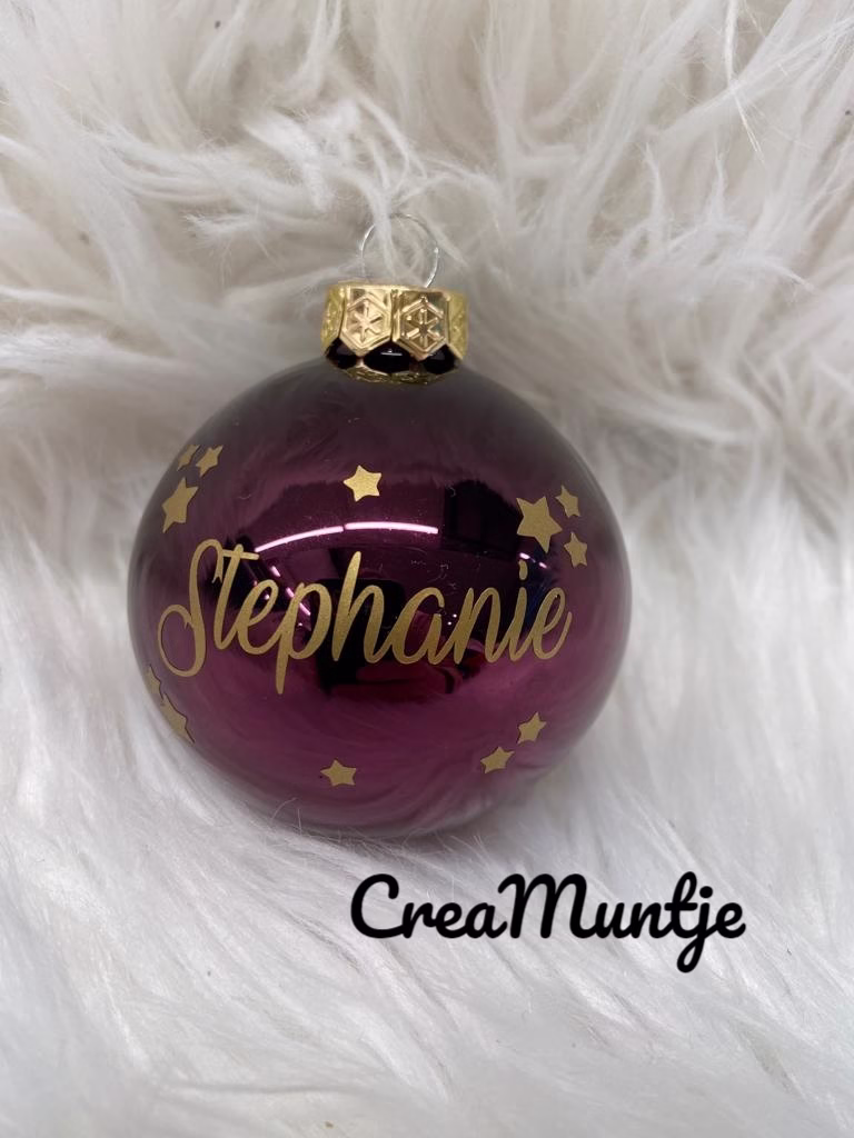 Kerstbal Paars (gepersonaliseerd) - Afbeelding 2