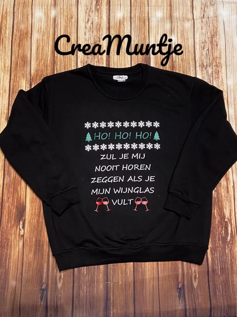 Kersttrui Ho Ho Ho Wijnglas