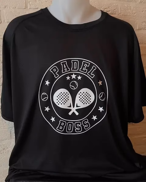 Zwart padelshirt met Padel Boss print