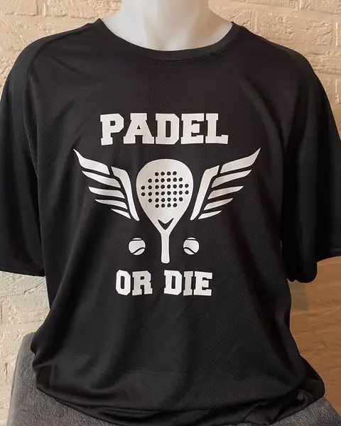 Zwart padelshirt met print
