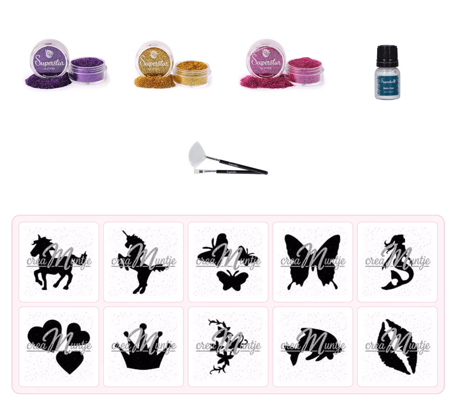 Inhoud van Starter Pack Meisjes glittertattoos